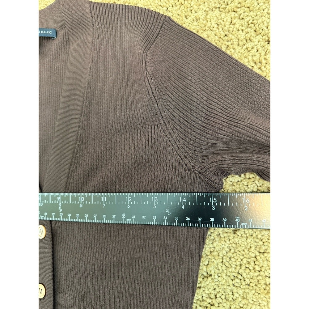 VTG Banana Republic Women's XS Silk Blend Ribbed Brown Cardigan (read) Y2K 90s - Picture 7 of 8